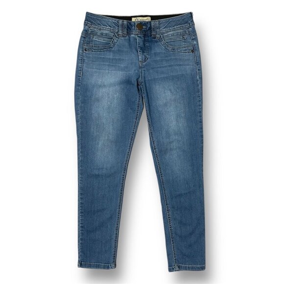 Democracy 6 Medium Wash Blue Mid Rise Skinny Jeans Ab Technology Stretch Denim - Picture 1 of 9